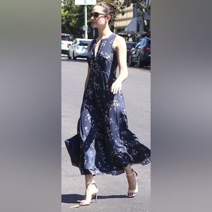 Rebecca Taylor‎ Silk Maxi Dress Navy Floral Sleeveless size 12